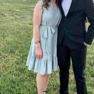 Calvin Klein Ruffle Bottom Sage Dress